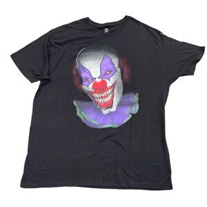 Halloween black t shirt size 2XL clown scary evil